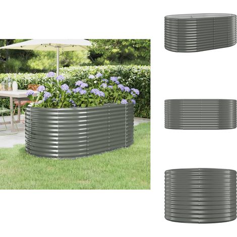Lit surélevé de jardin Acier enduit de poudre 175x100x68cm gris - Jardiniere Surélevée - Bac À Fleurs - Pot De Fleurs Extérieur - Décoration Jardin - Plante Grimpante (1/5)
