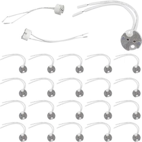 Douille GU5.3 MR16 Céramique 12V,20 Pièces Douilles GU5.3 avec Câble Silicon,Prise Base de Lampe LED Céramique,pour Spot LED Halogène (1/5)