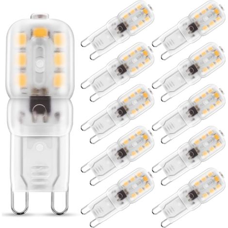 Lot de 10 ampoules LED G9 3W 3000K, équivalent à une ampoule halogène de 25W - Blanc chaud (1/5)
