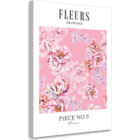 Tableau sur toile Shabby Chic fleurs de pivoine rose 40x60 (1/5)