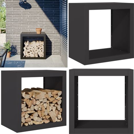 vidaXL Portant de bois de chauffage noir 60x40x60 cm acier (1/5)