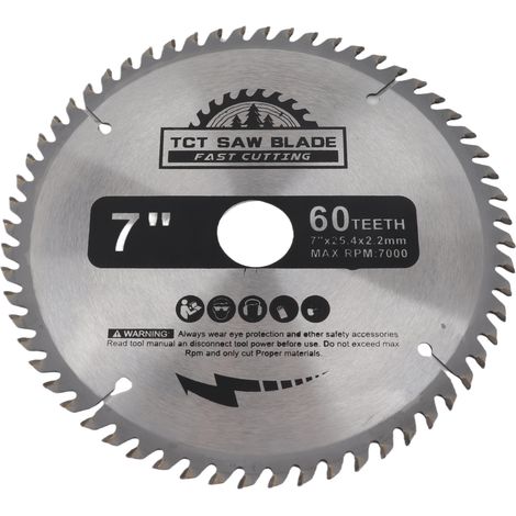 180 mm (7 Zoll) 60-Zahn-Hartmetall-Kreissägeblatt-Trennscheibe für Holz und Kunststoff (1/5)