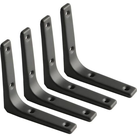 Wall Shelf Bracket, Matte Black Metal Bracket, Metal Shelf Support for Kitchen Decor, Heavy Duty Bracket, 100mm100mm, 4pcs