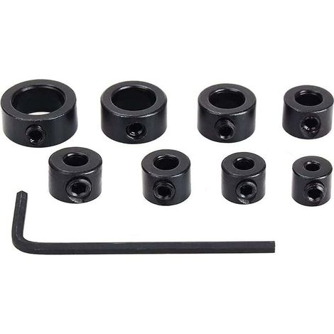 Drill chuck 9-piece, dowel depth stop, centering ring, drilling depth stop, depth stop drill, positioner, locator, drill, hexagon MUMU (1/4)