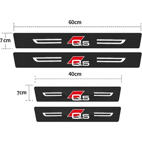 (4 pièces) Pour Audi Q5 : Seuils de porte en cuir et fibre de carbone,protections anti-rayures,autocollants de protection pour pare-chocs arrière et coffre (1/2)