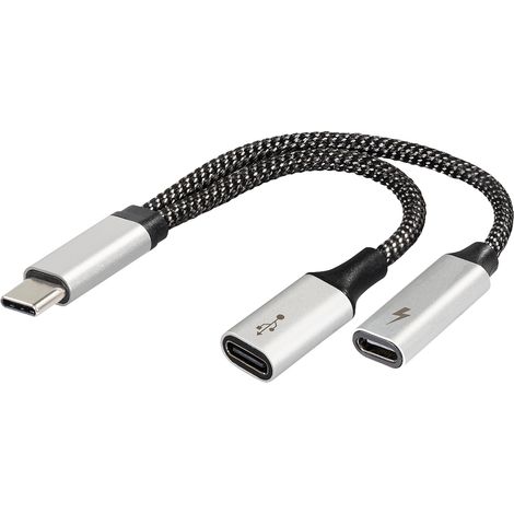 Maxtrack Cable Adaptador USB-C 2 en 1 – MA11L, Divisor USB-C, OTG y Puerto de Carga rápida de 60 W, Transferencia de Datos, Escucha música y Carga al Mismo Tiempo, Compatible con Smartphone, Tableta,