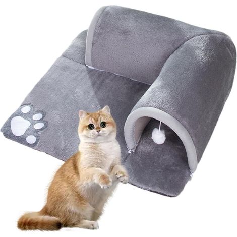 Lit Tunnel pour Chat, Tunnel de pour Chat avec Jouet Suspendu Jouet Tube pour avec Une Balle Suspendue - Tunnel de et Tapis de lit pour Portable Amovible pour, cochons d'Inde, c (1/5)