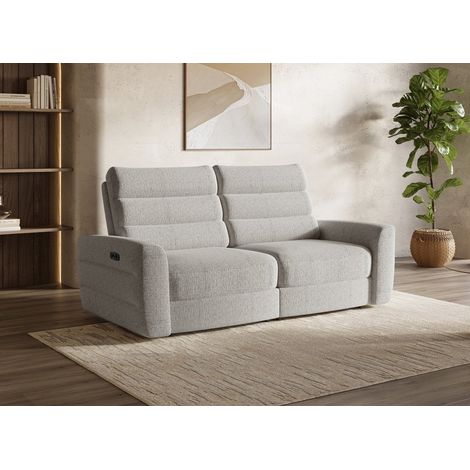 Deco In Paris – Canapé relax 3 places électrique en tissu bouclette beige – Système de relaxation intégré – Confort optimal pour moments de détente