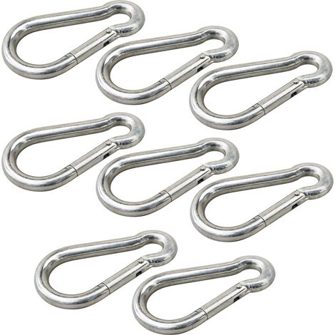 vasalat Karabiner Set 6x60 Karabinerhaken mittel DIN5299C Feuerwehr Karabiner belastbar bis 120 kg, Stahl verzinkt - 8 Stück
