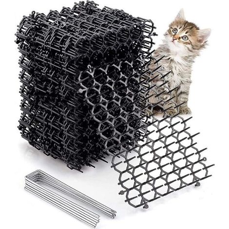 Set mit 12 Katzenabwehrmatten mit Spikes, 15,5 x 20 cm, gegen Graben, zum Schutz von Rasen und Garten