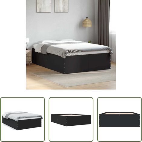 Sommeil - Cadre de lit sans matelas noir 120x190 cm