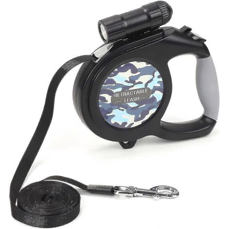 Laisse rétractable pour chien de 8 m avec lampe torche amovible et poignée antidérapante. (1/5)
