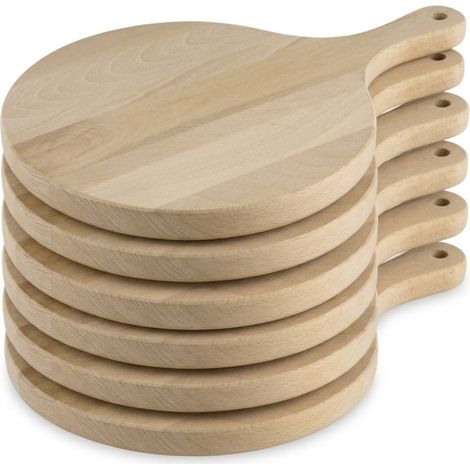 Fackelmann – Lot de 6 planches à pizza rondes 30 cm en bois – Épaisseur 1,8 cm – Pour service et découpe de pizzas, quiches et tartes flambées (1/5)