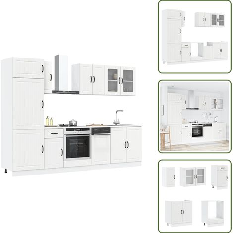 vidaXL 8-tlg. Küchenschrank-Set Kalmar Weiß Holzwerkstoff (1/5)