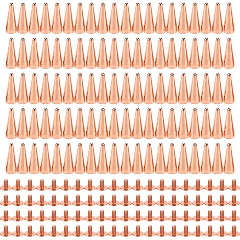 Lot de 100 Cônes Punk à Visser 10x26mm Or Rose Rivets à Pointes pour Décoration DIY Vêtements Style Punk (1/5)