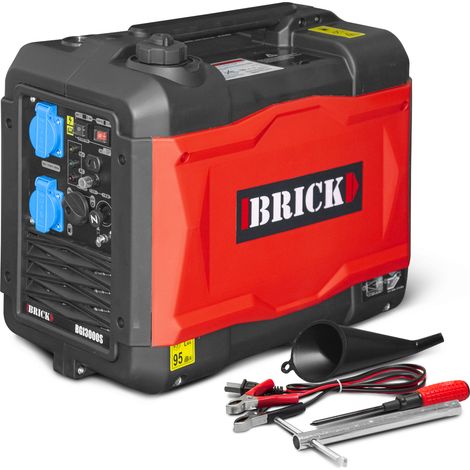 Brick – Groupe électrogène inverter silencieux 2900W – 2 prises 230V – Moteur 4 temps 149cc – Autonomie 4H – Niveau sonore 63Db