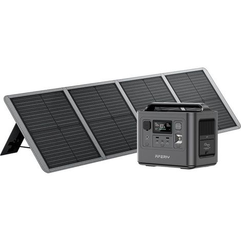 Tragbare Stromstation - AFERIY - 512Wh - 800W - Faltbares Solarpanel 100W - IP65 LiFePO4