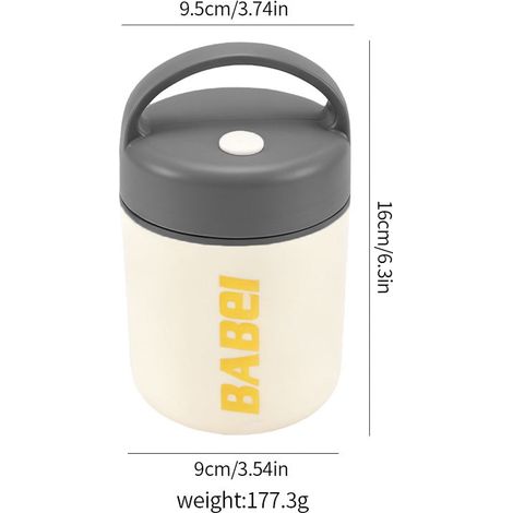 Boîte repas isotherme en acier inoxydable 9x16x9.5 cm grise, boîte à en-cas pour petit-déjeuner et déjeuner, légère et portable (1/5)