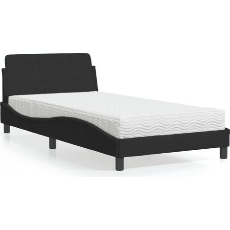 Cama con colchón Dover terciopelo negro 100x200 cm vidaXL (1/5)