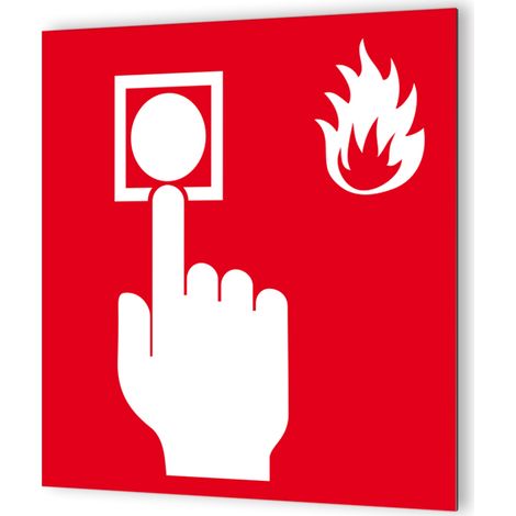 Pictogramme Point d'Alarme Incendie - Panneau signalétique Dibond blanc - Carré rouge pictogramme blanc - 20x20 cm, épaisseur 3 mm, fabrication française (1/5)