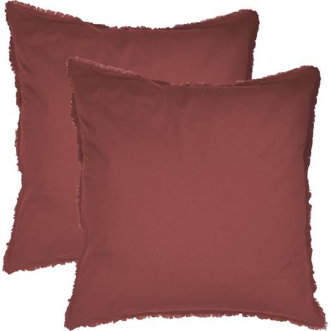 Lot de 2 taies d'oreiller Coton LAVÉ à Franges 100% Coton (1/5)