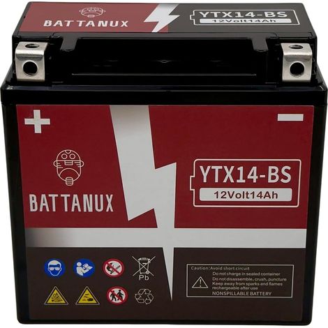 YTX14-BS Batterie Moto 12V14Ah AGM – Haute Capacité, Sans Entretien, Anti-Fuite, Prête à l’Emploi pour Moto, ATV (1/5)