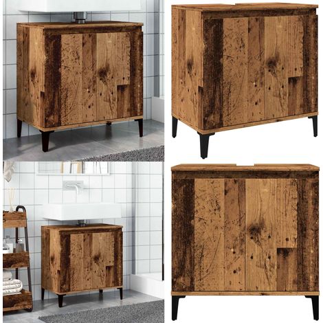 vidaXL Armoire d'évier vieux bois 58x33x60 cm bois d'ingénierie (1/5)