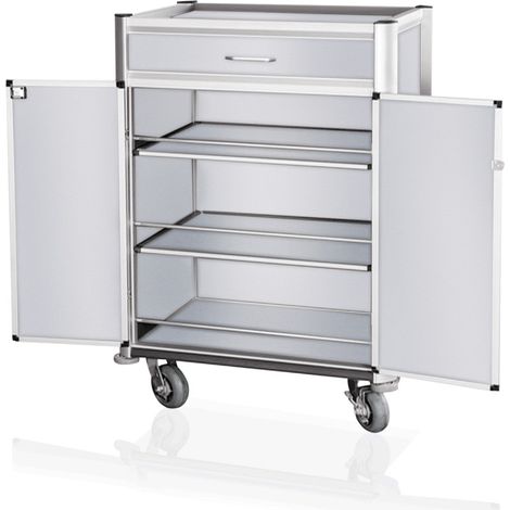 Chariot minibar 85 x 60 x 135 cm portes verrouillables aspect aluminium MDF - Was Germany (1/2)