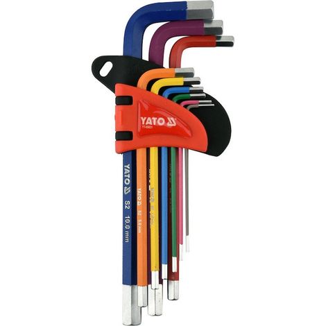 Set di 9 chiavi a brugola Yato, in acciaio, da 1,5 a 10 mm, multicolore. (1/3)