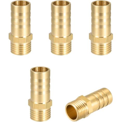 Adattatore per raccordo tubo flessibile in ottone con attacco a barb da 12 mm x maschio G da 1/4", 5 pezzi