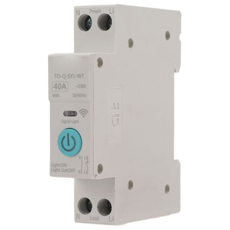 QORVA-Disjoncteur intelligent WIFI, télécommande de téléphone sans fil DIN35, compte à rebours de Cycle de Rail, blanc-230V 40A (1/5)