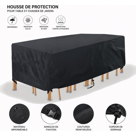 Housse de protection pour mobilier de jardin Oxford 420D noir 31516074 315 160 74 300 g – Livraison gratuite