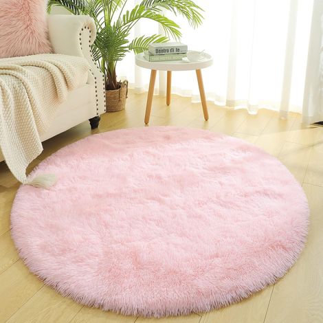 Tapis rond moelleux vert pour chambre de fille cent vingt centimètres pour salon et chambre de bébé doux (1/5)