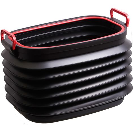 Boîte de rangement rétractable pour coffre de voiture, poubelle avec couvercle, idéale pour la maison, le camping et les activités de plein air. Emballage sous film rétractable noir. (1/4)