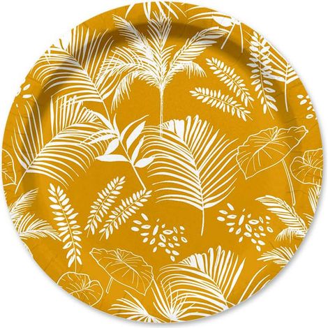 Set de 10 assiettes en carton 18 cm Palmier exotique