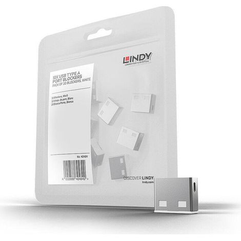 Juego de cerraduras con puerto USB Lindy blanco, 10 unidades, sin llave, 40464 (1/4)
