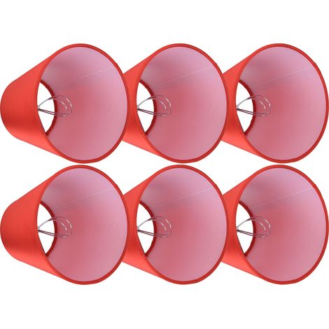 Abat-jour en tissu rouge 6 pièces, style européen simple, compatible avec lampes à pince, lampadaires, lampes de table, suspensions et appliques. (1/5)