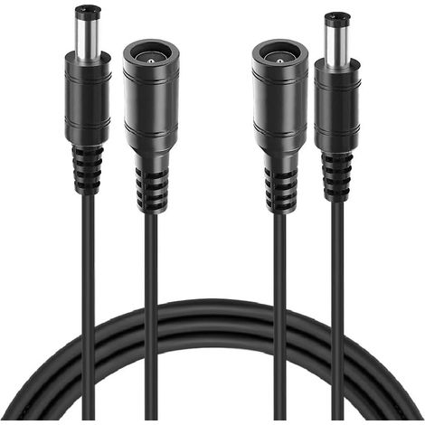 Câble d'extension d'alimentation DC, 5,5 mm x 2,1 mm, 3 m câble d'adaptateur d'alimentation mâle et Femelle pour appareils Basse Tension 5 V 6 V 9 V 12 V 24 V Noir (1/5)