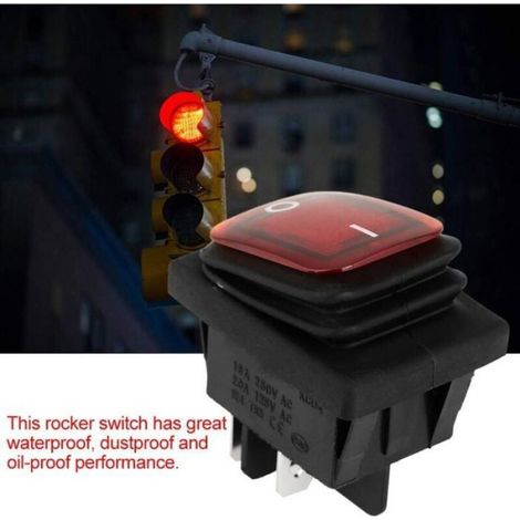 Interrupteur À Bascule - DPST 4 Broches - ON OFF 220 V - Étanche IP67 - Avec Voyant Rouge Et Vert - 4 Pièces (1/4)