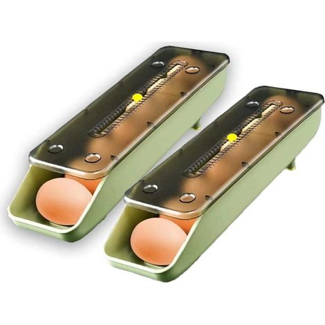 Eierhouder - 7° Automatisch Rolmechanisme - Stapelbaar Koelkast Eierrek - Voor Thuisgebruik - Set Van 2 - Groen (1/5)