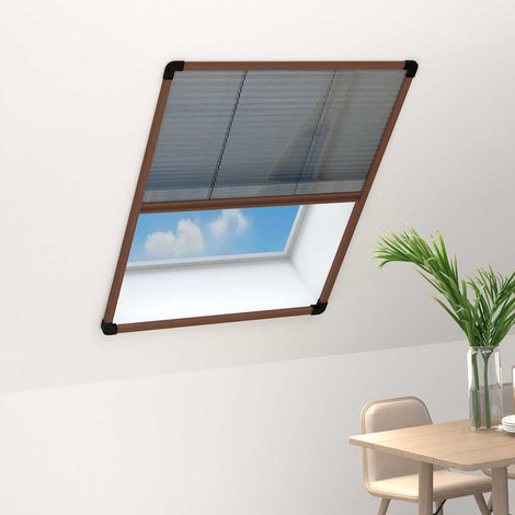 Moustiquaire plissée pour fenêtre Aluminium Marron 80x120 cm (1/5)
