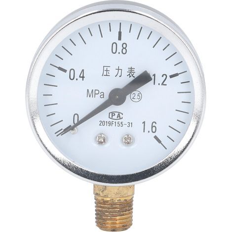 1/4 NPT Pressure Gauge with Transparent Dial, 2.5mm Accuracy Level, Stainless Steel Case, for Air Pressure 0 to 1.6 MPa (1/5)