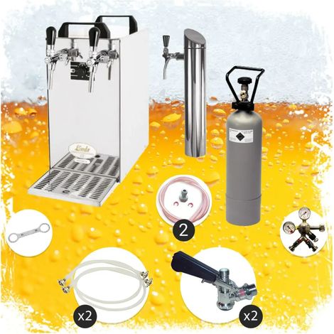 Ensemble complet - Tireuse a biere - Kontakt 40 machine a biere, pompe a biere 2 lignes, 50 litres/h, y compris colonne à bière, Green Line, KEG: NC adaptateur KEG 2: NC Adaptateur
