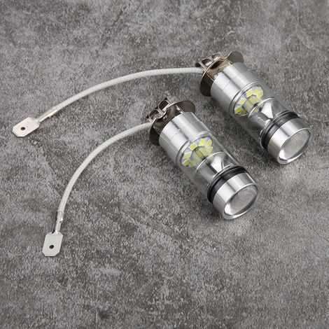 Lot de 2 ampoules LED H3 6000K 100W 20-SMD haute puissance pour feux de brouillard, feux de jour et feux de route (DRL) HID (1/5)