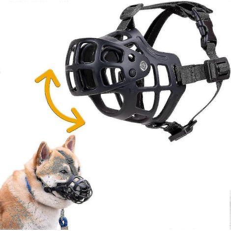Muselière pour chien, muselière panier respirante, anti-morsure et anti-mâchouillage, muselière d'entraînement ajustable en silicone souple, taille L (1/5)