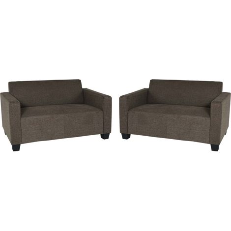 Sofa-Garnitur Couch-Garnitur 2x 2er Sofa Moncalieri Stoff/Textil braun (1/5)