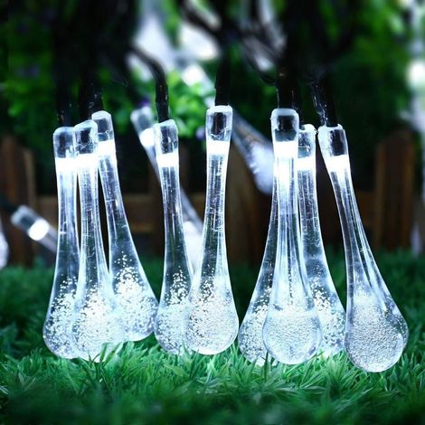 Lumière solaire extérieure de fée, 5M 20led LED goutte d'eau extérieure fée string Light, tente Cour décoration de Noël à l'eau pluie lumière (1/5)