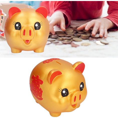 Tirelire Cochon Doré, Petit Cochon de Dessin Animé Créatif, Tirelire en Vinyle Résistante aux Chocs, Grande Taille, Idéale pour les Enfants et les Adultes (1/5)