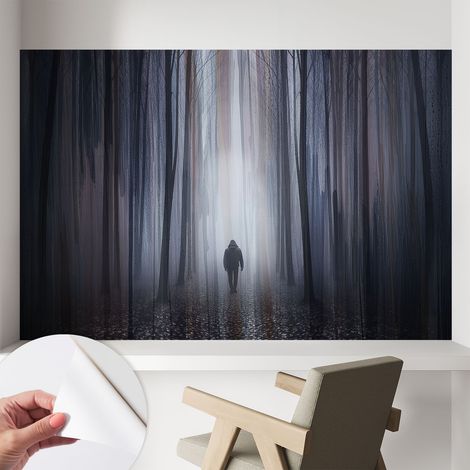 Papier peint autocollant Mural avec colle pour salon et chambre Décoration murale rapide Silence de la forêt 104x70 cm (1/5)