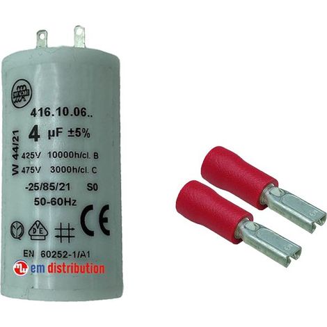 Condensateur 4µF avec fiches d'adaptation pour moteur de volet roulant Bubendorff (1/5)